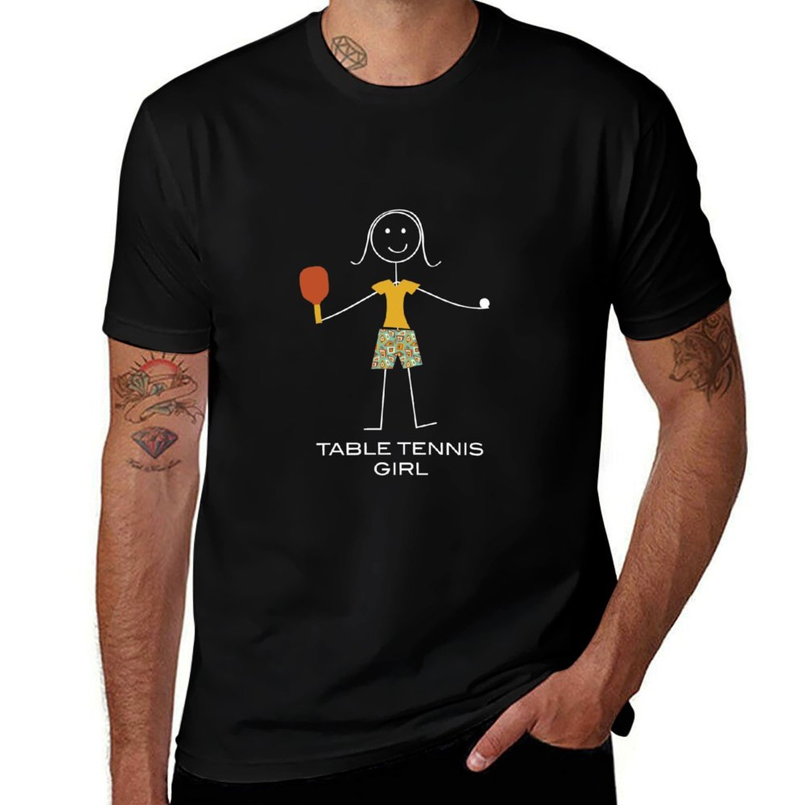 Table Tennis Basic - Camiseta Divertida para Mujer con Diseño